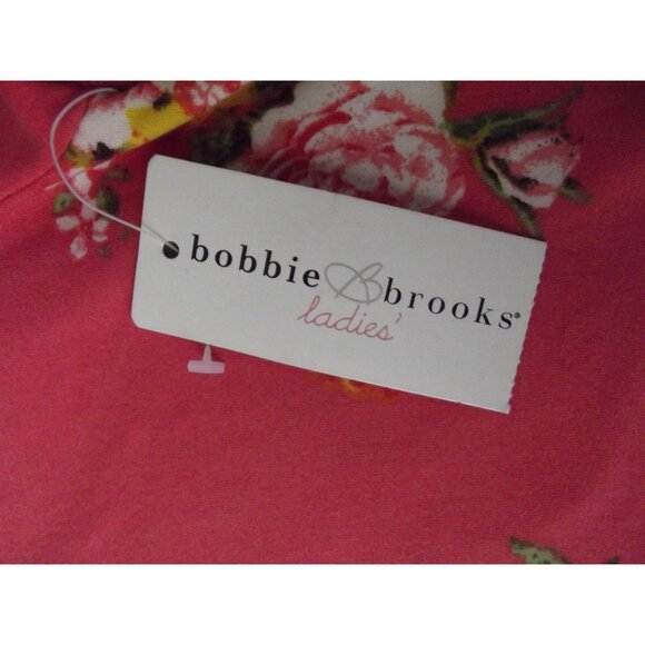 Bobbie Brooks Top Womens Size Small Pink Gold Floral sharkbite hem hanky - Picture 10 of 12